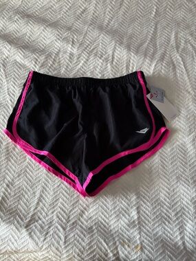 Pony Black Athletic Shorts with Pink Trim